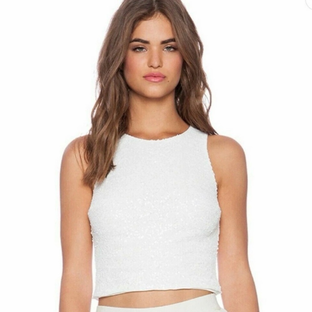 Bailey 44 Ivory Sleeveless Crop Top